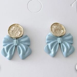 Handmade bow resin short dangle earrings, crystal earrings